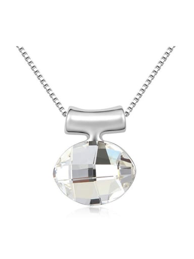 Simple Oval austrian Crystal Pendant Necklace