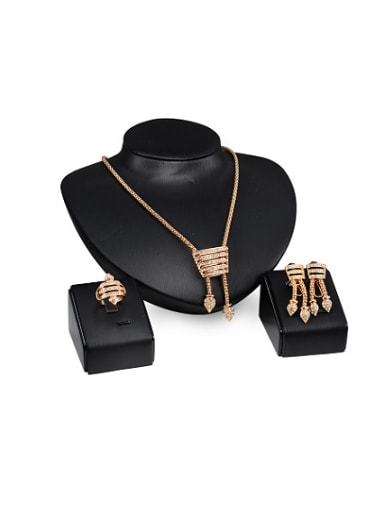 2018 2018 Alloy Imitation-gold Plated Fashion Rhinestones Three Pieces Jewelry Set