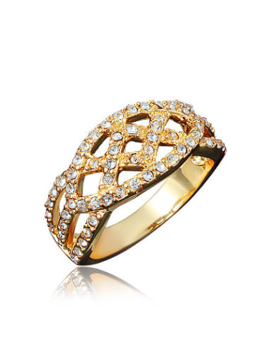 Trendy 18K Gold Plated Geometric 4A Zircon Ring