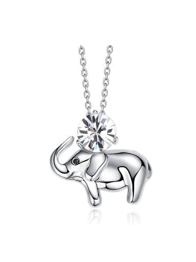 Simple Little Elephant Cubic austrian Crystal 925 Silver Necklace