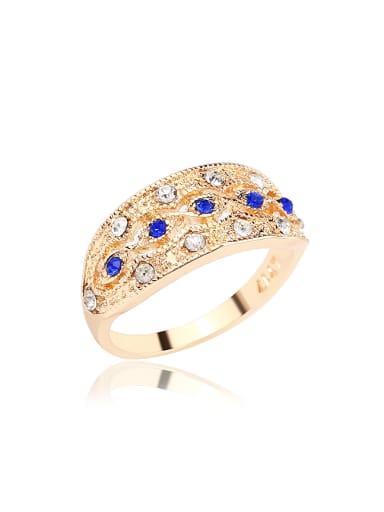 Retro Gold Plated Shiny Crystals Alloy Ring