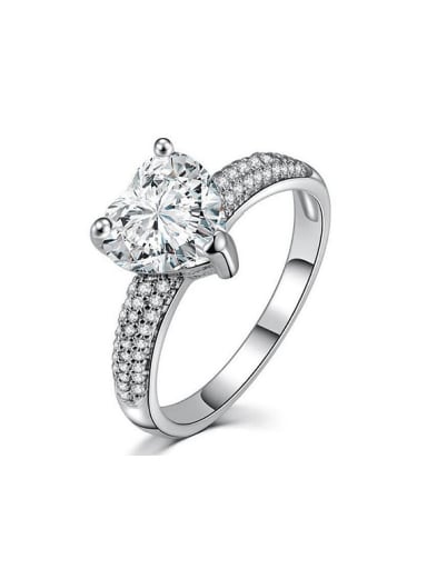 Elegant Heart White Zircon-accented Copper Ring