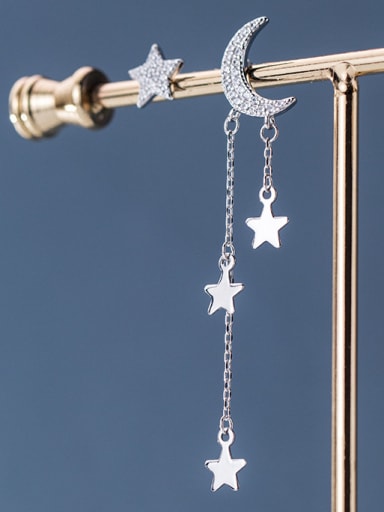 925 Sterling Silver With Rose Gold Plated Trendy Star  moon Drop Earrings