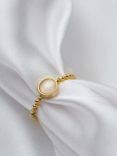 Trendy Gold Plated Round Shaped Opal Silver Ring