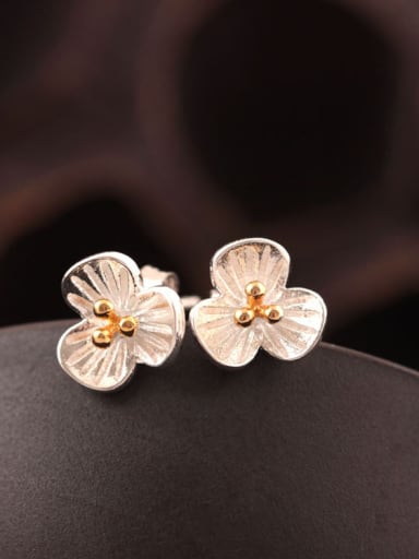 Doubles Color Three PetalS Flower stud Earring