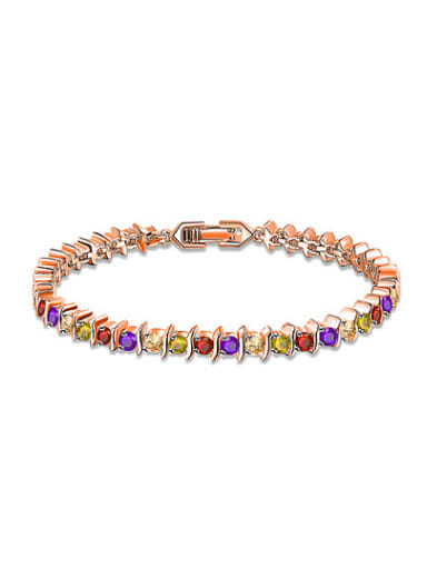 High-quality Colorful Rose Gold Plated Zircon Bracelet
