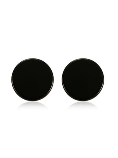 Fashionable Black Gun Plated Round Shaped Titanium Stud Earrings
