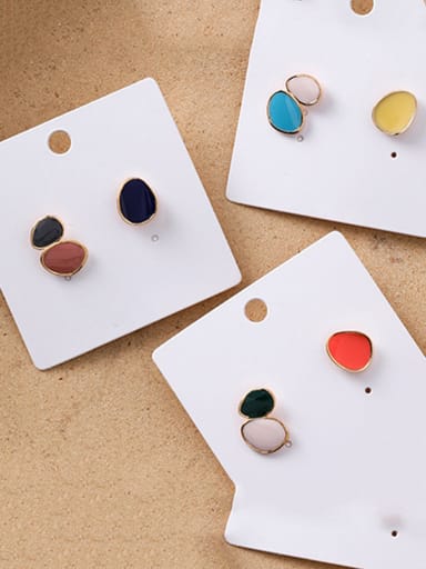 Alloy With Rose Gold Plated Simplistic Asymmetry Oval Stud Earrings