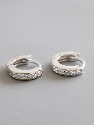 925 Sterling Silver With White Gold Plated Classic Cubic Zirconia Earrings