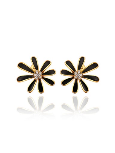 Fashion Zircon Flowery Stud Earrings