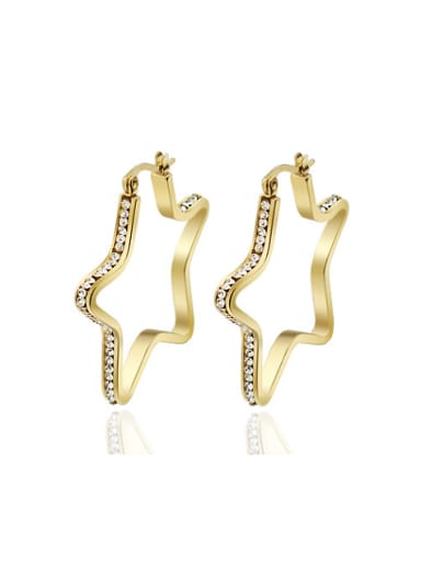 Exquisite Gold Plated Star Shaped Rhinestone Drop Earrings