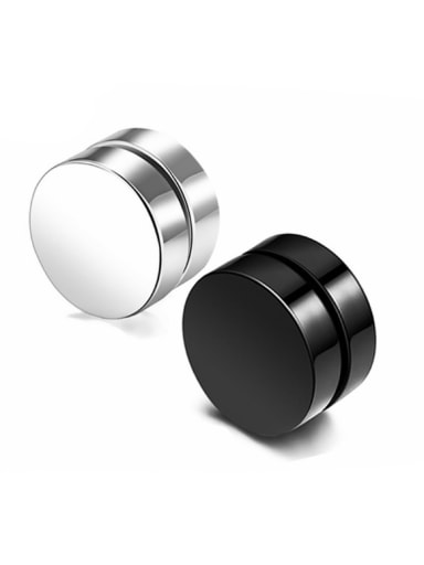 Stainless Steel With Black Gun Plated Simplistic Round Stud Earrings