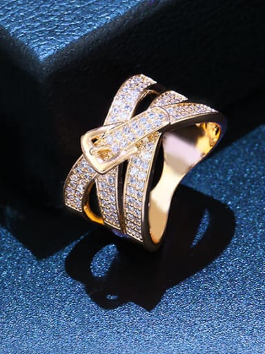 Copper With  Cubic Zirconia Fashion Geometric Rings