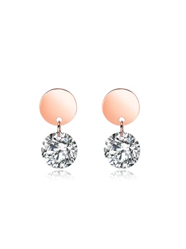 Simple Cubic Zircon Rose Gold Plated Stud Earrings