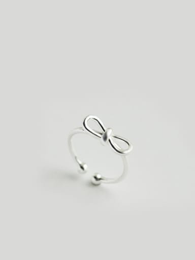 S925 Silver Fashionable Generous Bowknot Opening Midi Ring