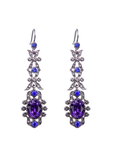Artificial Crystals Sparking Flower Shaped Drop Earrings