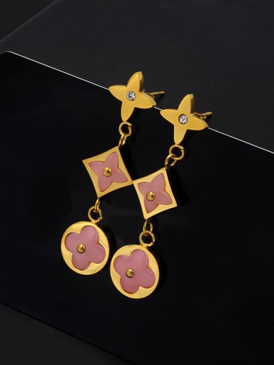 Flower-shape Copper Plating Shell Drop Earrings