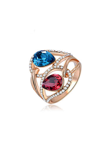 Elegant Double Color Water Drop Crystal Ring
