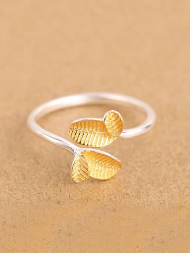 Simple Gold Plated Leaves Opening Ring