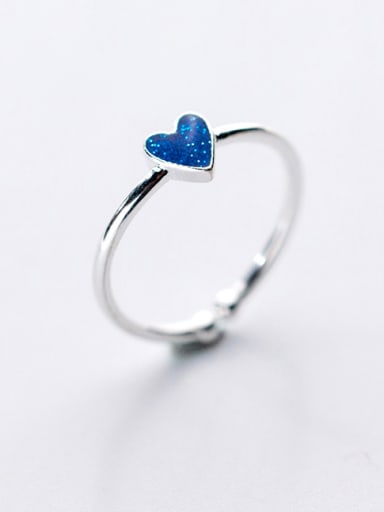 Women Fashion Heart Shaped S925 Silver Glue Ring