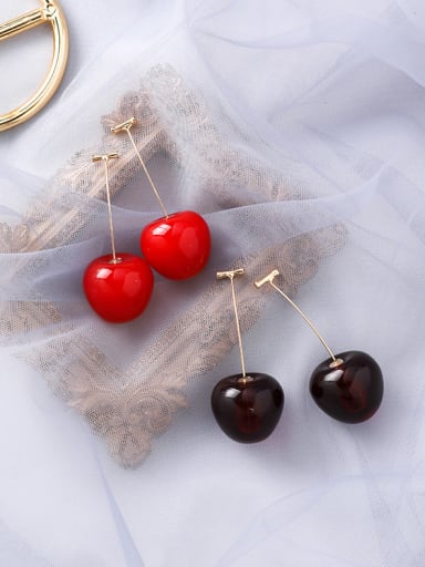 Alloy With Acrylic Cute Friut  Cherry Drop Earrings