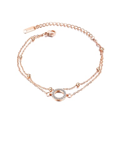 Stainless Steel With Rose Gold Plated Simplistic Round Multi-layer Bracelets