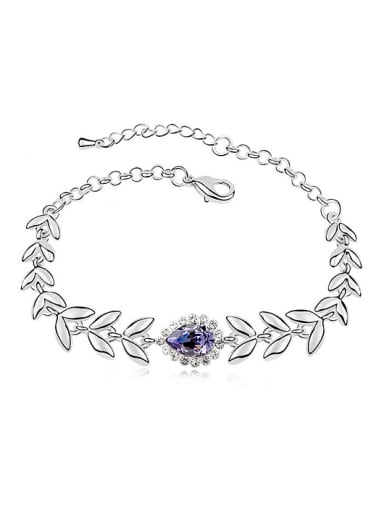 Fashion Water Drop austrian Crystals Leaves Alloy Bracelet