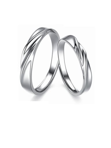 925 Sterling Silver With  Glossy   Simple  generous Lovers Free size  Rings