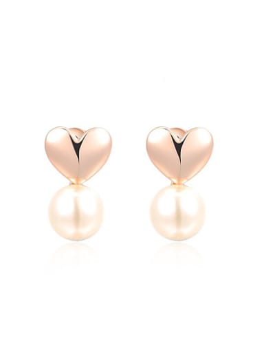 Exquisite Heart Shaped Artificial Pearl Drop Earrings