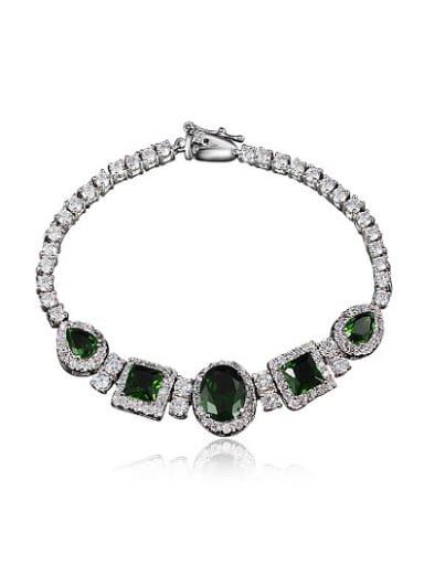 Exquisite Green Geometric Shaped Zircon Bracelet