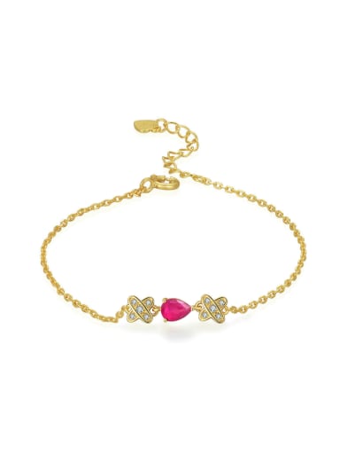 Water Drop Cross Ruby Gold Plated Fashion Bracelet