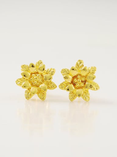 Vintage 24K Gold Plated Flower Shaped Stud Earrings