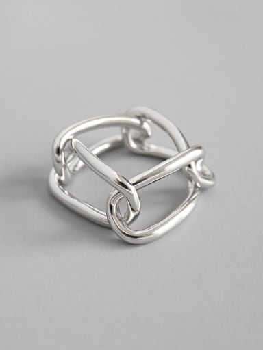 925 Sterling Silver Simple chain buckle female Rings