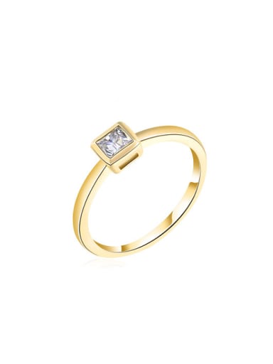 Fashionable Gold Plated Rhinestone Square Shaped Ring