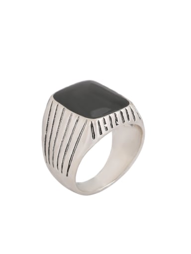 Punk style Black Enamel Silver Plated Alloy Ring