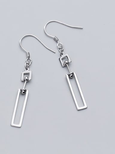 925 Sterling Silver With Silver Plated Simplistic Geometric Splicing Hook Earrings
