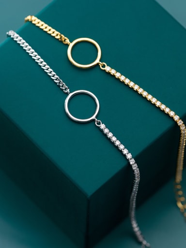 925 Sterling Silver With Gold Plated Simplistic Chain Bracelets