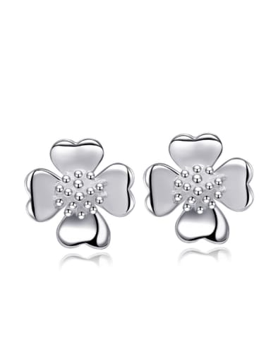 Flower-shape Platinum Plated Stud Earrings