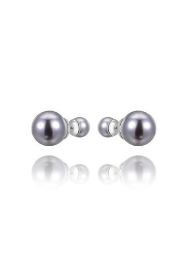 High-grade Grey Artificial Pearl Stud Earrings