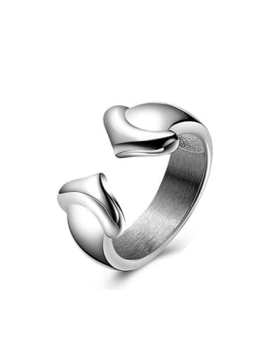 Punk Style Open Design Heart Shaped Titanium Ring