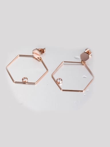 Trendy Geometric Rose Gold Zircon hoop earring