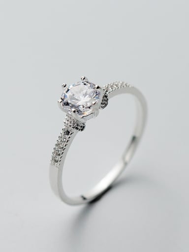 Personality Round Shaped S925 Silver Zircon Ring