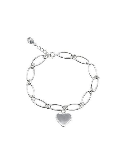 Fashion 990 Silver Hollow Oval Heart Bracelet