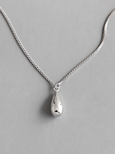 925 Sterling Silver With Platinum Plated Simplistic Water Drop Necklaces