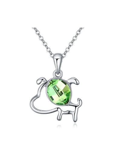 Fashion Zodiac Dog Oval austrian Crystal Pendant Alloy Necklace