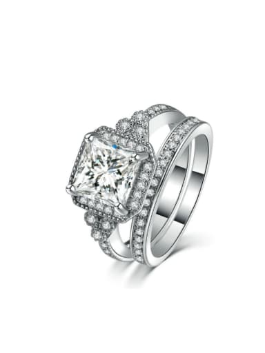 Fashion Micro Pave Zircon White Gold Plated Ring