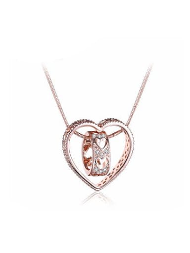 Elegant Rose Gold Plated Alloy Heart Shaped Necklace