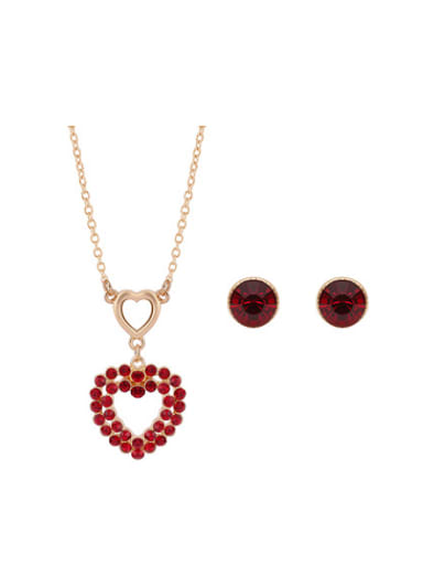 Alloy Imitation-gold Plated Fashion Artificial Stones Heart-shaped Two Pieces Jewelry Set