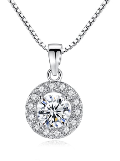 Copper With Platinum Plated Classic Round Cubic Zirconia Necklaces & Pendants
