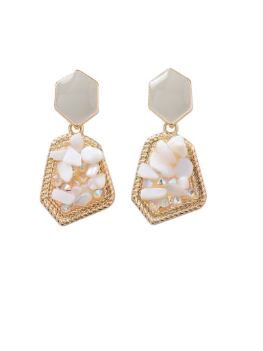 Alloy With Gold Plated Vintage Irregular Geometric Pendant Drop Earrings